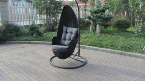 Quality Stock Discount Rattan Furniture Black Rattan Hanging Swing Chair With Grey Cushion wholesale