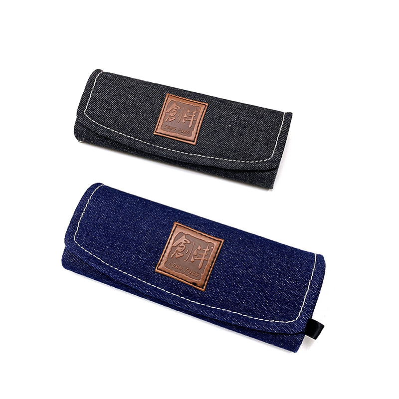 Custom Denim Fabric Surface handmade Flip Cover Hard Glasses Case