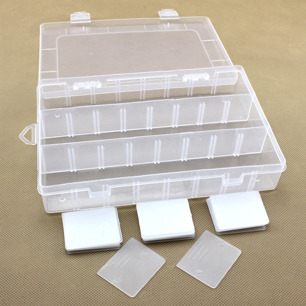 Blue 24 Grid Plastic Organizer Box Removable Divider Storage Case