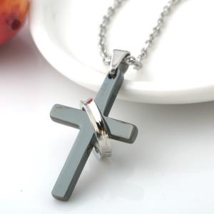 China Stainless Steel Cross Pendant Jewelry Black Cross Pendant Necklace, Cross Pendant Charm Choker Necklace on sale