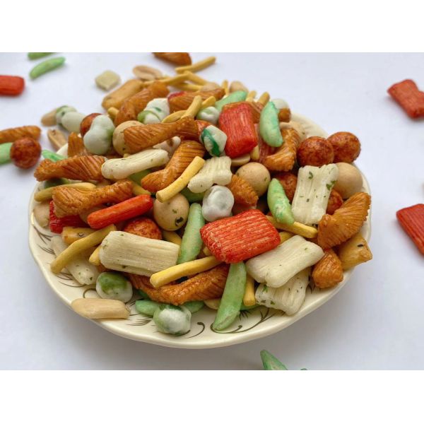 Premium Rice Cracker Snacks Mixed Flavors With Peanuts Peas Snacks