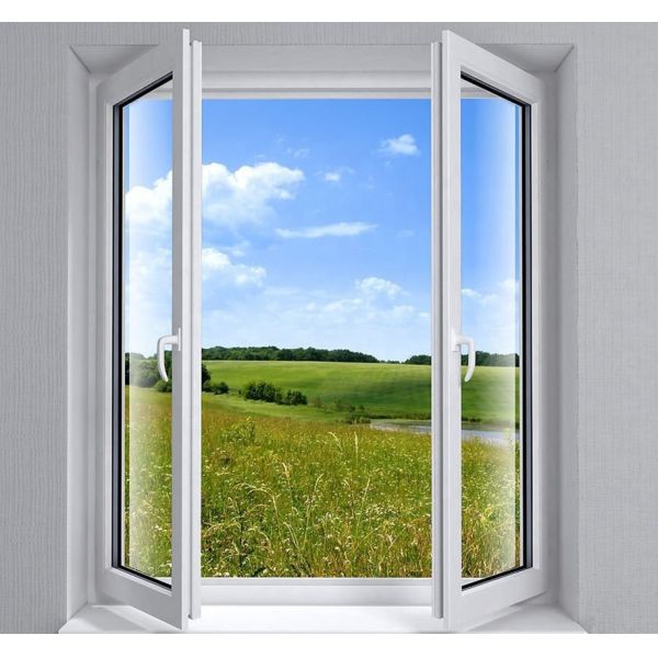 Double Glazed Windproof Glass Casement Window With Mosquito Screen PVC / UPVC Frame