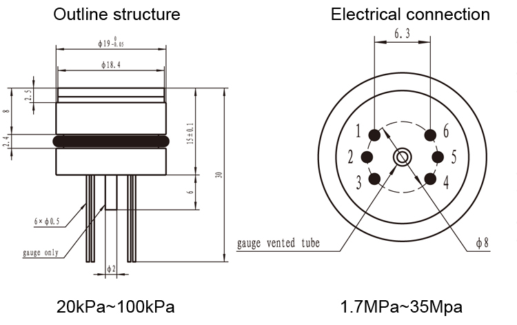 316L 19mm Piezoresistive Silicon Pressure Sensor Transducer