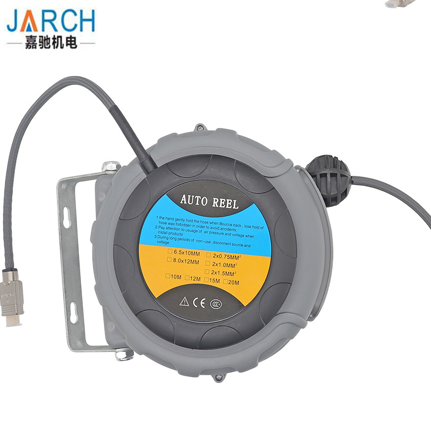 Retractable Data Network Ethernet Power Cable Reel 10~25m CAT6 With Slip Ring Inside for hdmi cable