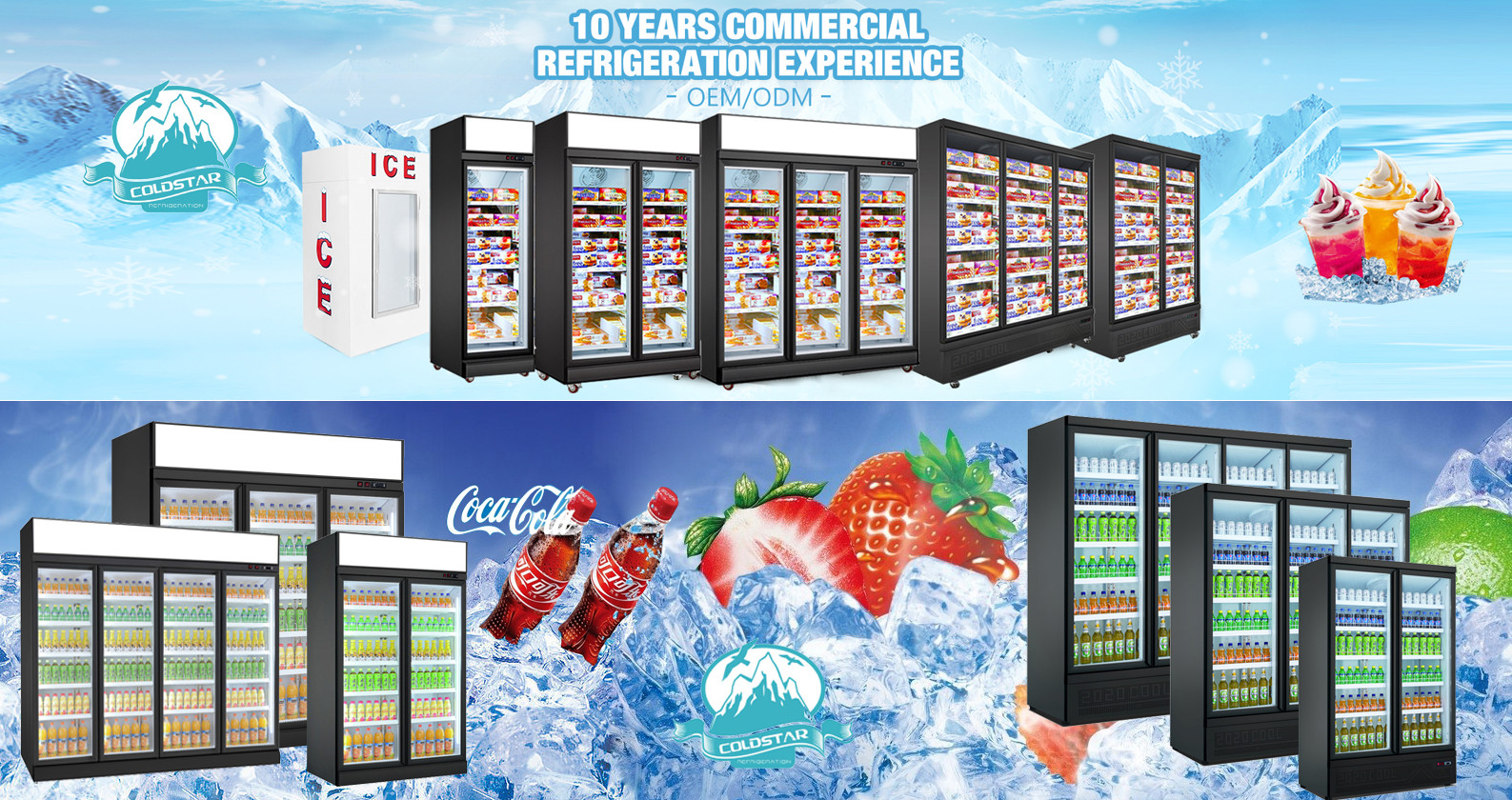 Hot Sale Commercial 1 2 3 Door Vertical Refrigerator Display Case Beer Beverage Cooler