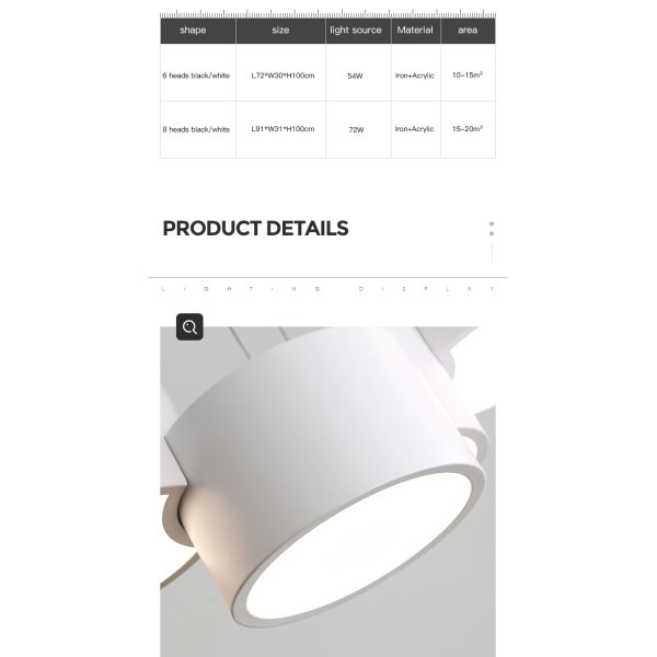 Modern Simple circular Chandelier Dining Room Kitchen Living Room white Chandelier (WH-MI-396)