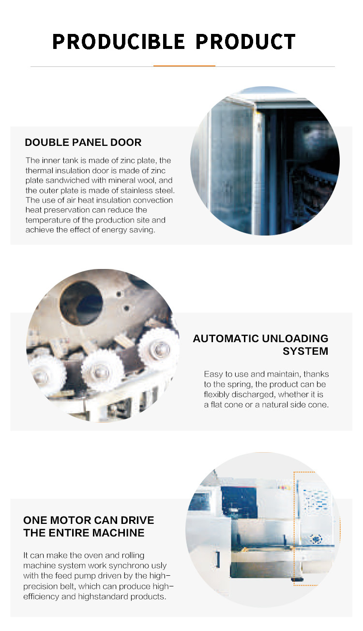 Automatic Softy Ice Cream Cone Production Line Stainless Steel 71 Bake Templates