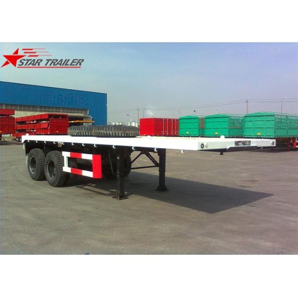 Two Axle 20FT 8 Tires White Flatbed Car Trailer With Twist Locks , Long Life