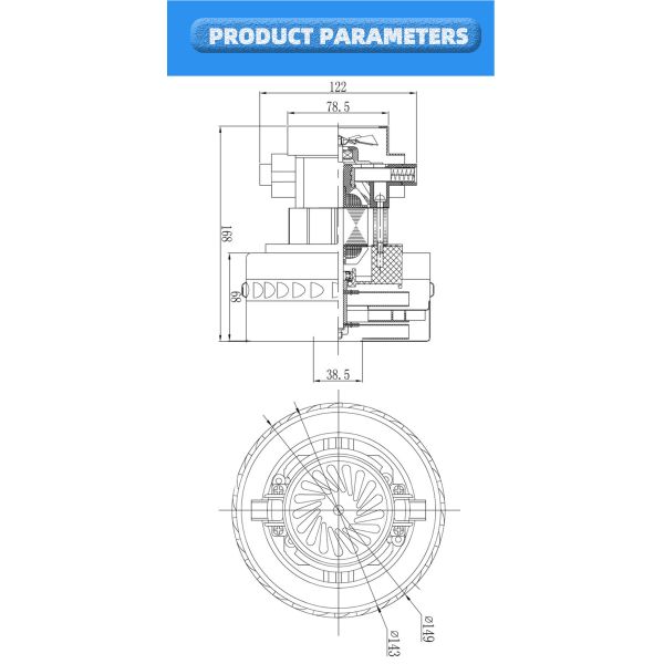 Waterproof Vacuum Cleaner Motor Customized 24V For Floor Scrubber