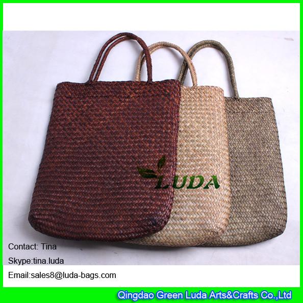 Cheap LUDA colored seagrass straw beach bag natural beach towel bag for sale