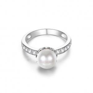 Quality 15.8mm 1.38 Gram Pearl Shaped Diamond Ring ODM Fiancée Sterling Silver Ring wholesale
