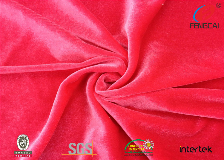 Coral Stretch Velour Fabric , Soft Stretch Crushed Velvet Fabric For Curtains