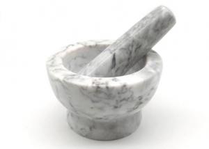 China Natural Carve Marble Stone Mortar And Pestle Polished Kitchen Tool on sale