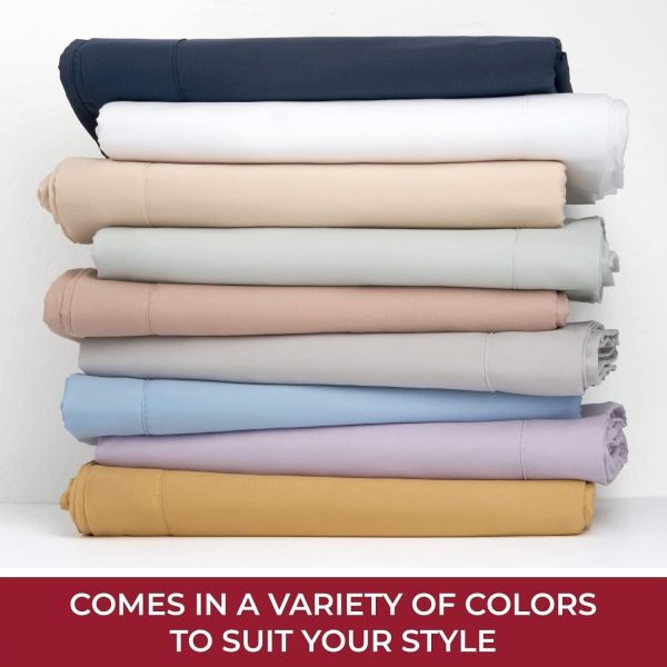 Solid Pattern Luxury 1800 Bedding Sheets Pillowcases Extra Soft Cooling Bed Sheets