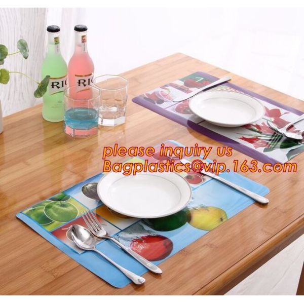 Wholesale price dining mat PVC Fabric silicone placemat table mat,tableware accessories round plastic placemat PVC water