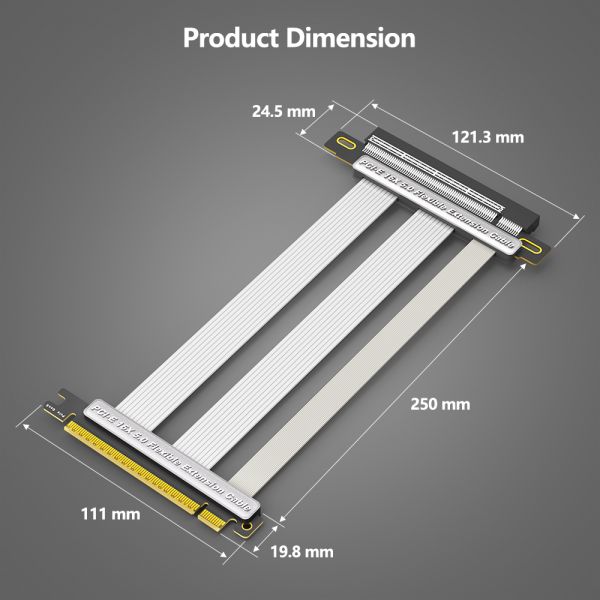 PCI-E 5.0 16X Riser Cable with Anti-electromagnetic Interference and 20cm Length for GPU Extension