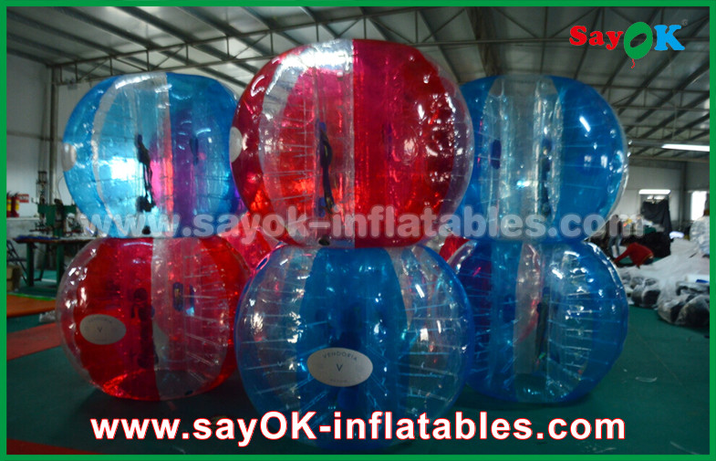 Football Inflatable Games Heat Sealed Blue And Red 0.7mm TPU Inflatable Bubble Ball For Playing