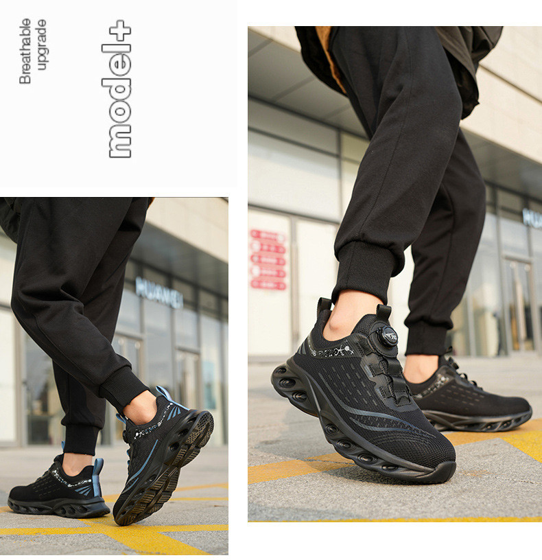BOA Rotating Buttons Safety Shoes Stab-resistant Flying Knit Material And Steel Toe For Work