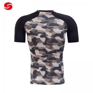 Quality Bird Eye Cloth Mesh Fitness Sport Compression Running Sweater T Shirt Camouflage wholesale