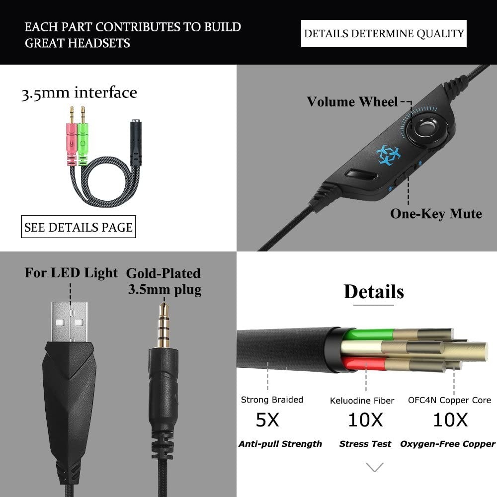 3.5mm 2.2kohm Hunterspider V1 Stereo Gaming Headphone