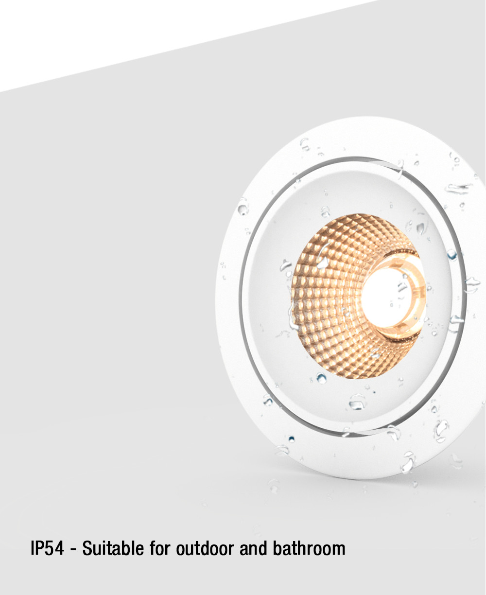 Diameter 92mm Dimmable Tiltable LED Downlights 10W IP54 For Bathroom