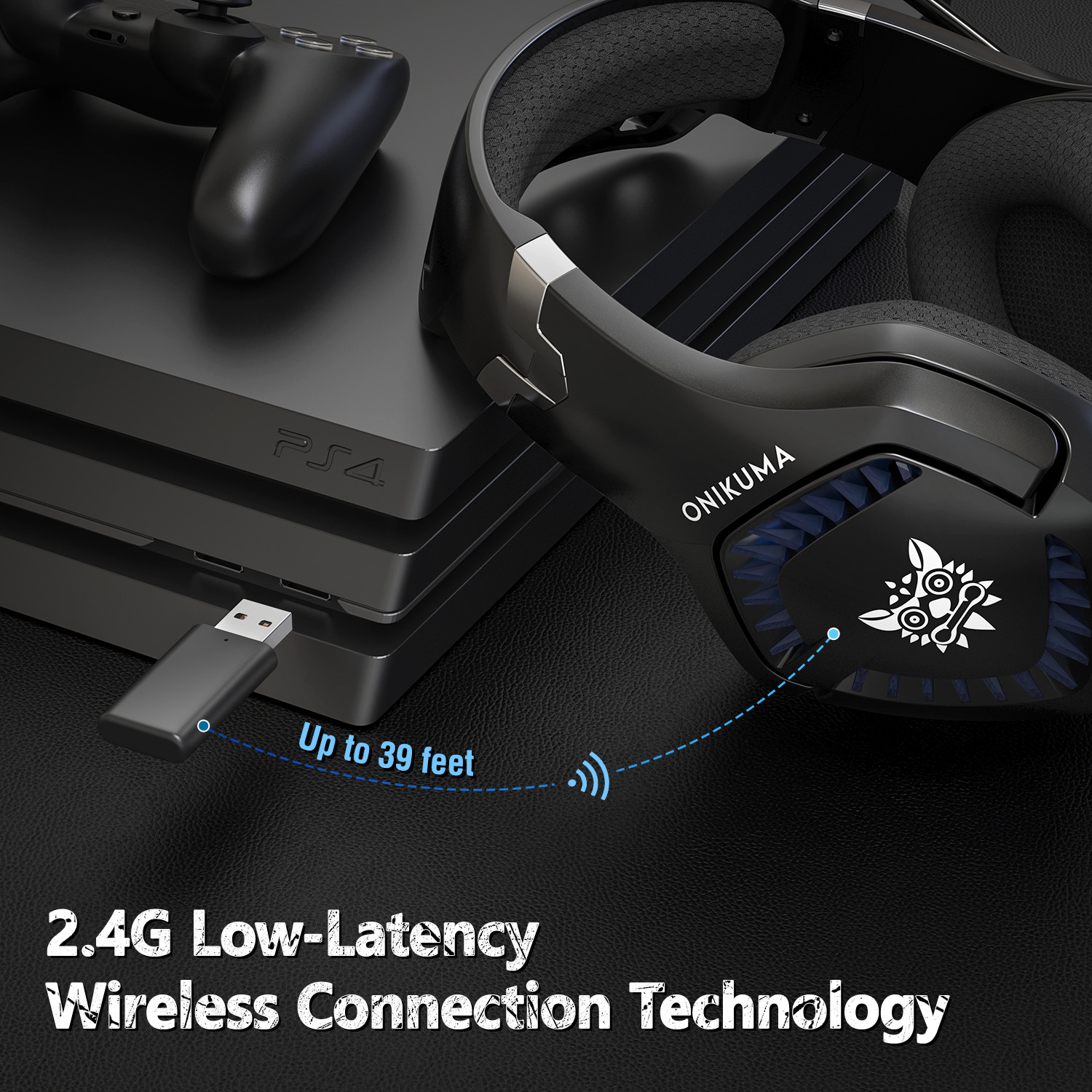 Onikuma K1 PRO 100mA DC5V Wireless Gaming Headset 117dB