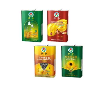 18L Cooking Oil Bucket Plastic Handle Large Rectangular Metal Tins