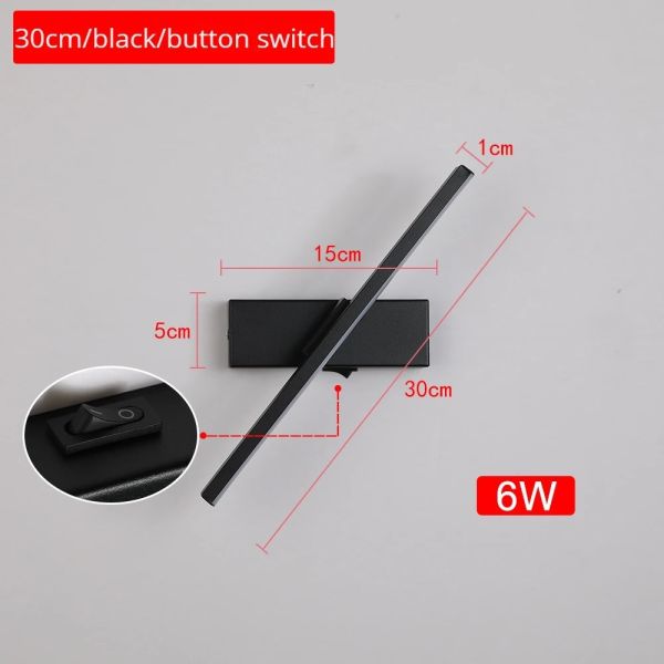 330° Rotatable LED Wall Light Minimalist black Bathroom Strip mirror front light(WH-MR-81)