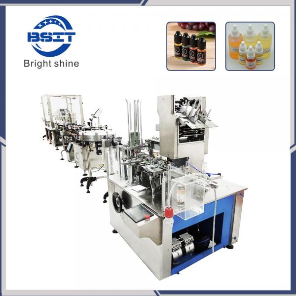 Cheap E-juice bottle  Filling and capping and boxing line for Vape facotory that with automatic bottle unscrambler for sale