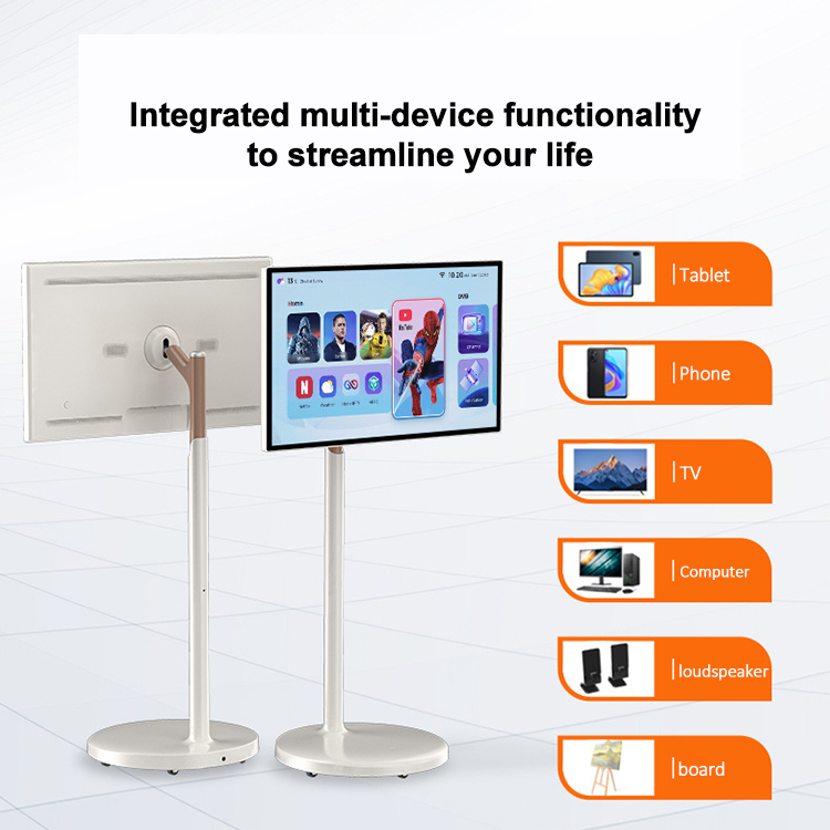 VETO 21.5 24 27 Inch Battery-Power Indoor Smart TV In-Cell Touch Screen 1080p LCD Display Smart Rotating Rolling tv