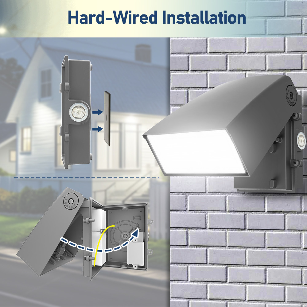 UL/DLC LED Wall Pack Light With Photocell 30/40/50K Selectable 5600lm 11200lm 11200lm Adjustable