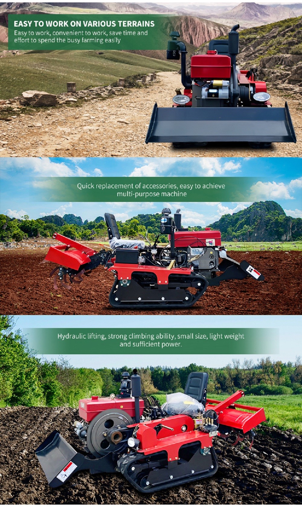 25Hp 35 Hp Mini Tractor Crawler Type Multi Purpose Farm Mini Tractor