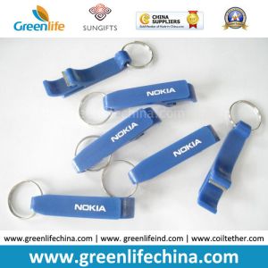 Quality Customized Logo Imprinted Plastic Solid Blue Bottle Opener Key Chain wholesale