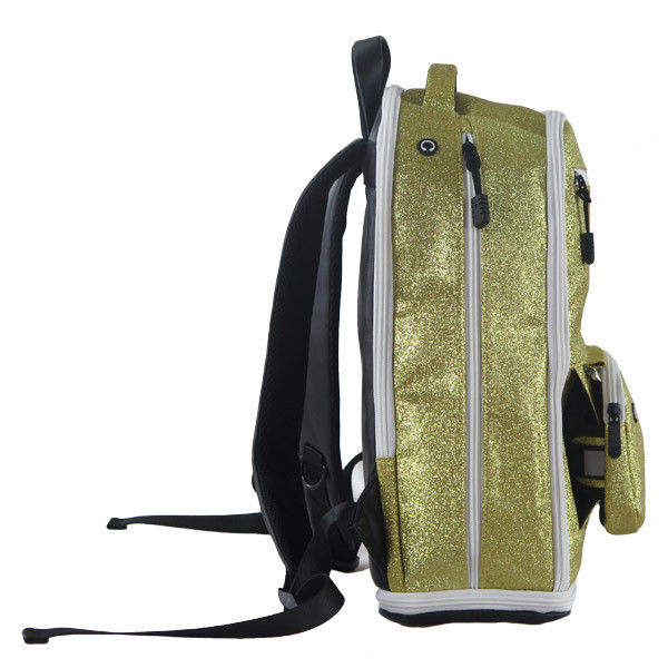 Golden Color Glitter School Backpack / Sports Travel Backpack Big Capacity
