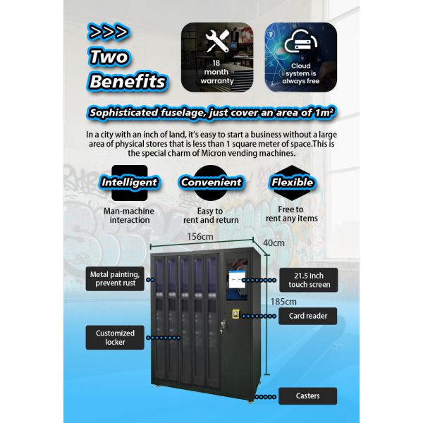 Skis Rental Locker Vending Machine for Rental & Return – Card Reader for Ski Resorts & Winter Sports Facilities