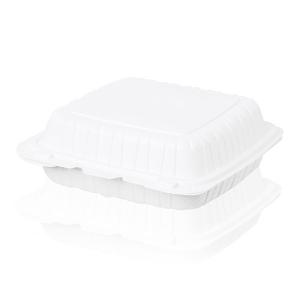 China 1400ml Biodegradable Container One Compartment Hinged Food Container Eco Friendly Black MFPP 9 X 9 on sale