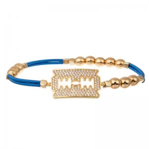 Quality Gold Zircon Blade Charm Elastic Handmade Bracelet With Guitar String Metal Beads wholesale