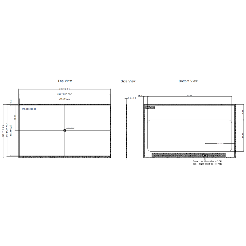 15.6 Inch Industrial IPS Full HD LCD Display Screen 1920x1080 500cd/M2 Luminance