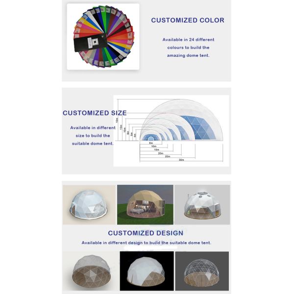 Portable 5m Geodesic dome Tent Geodesic Star frame Tent With Clear Pvc Cover