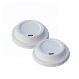 China PFAS Free Biodegradable Molded Sugarcane Bagasse Disposable Coffee Cup Lids on sale