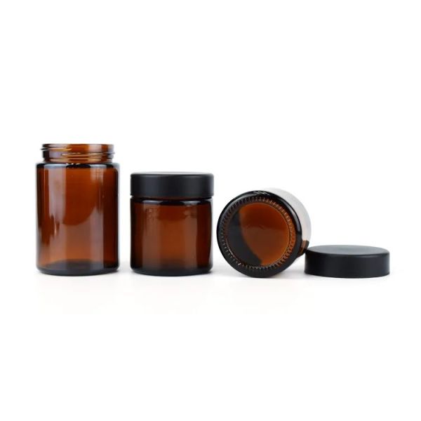 Custom Honey Jars Amber Glass Candle Jars With PP Cap Airtight Screw Cap