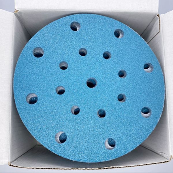 Hook and Loop Backing Zirconia Multi-Hole Blue Film Sandpaper Disc for Circular Sanders