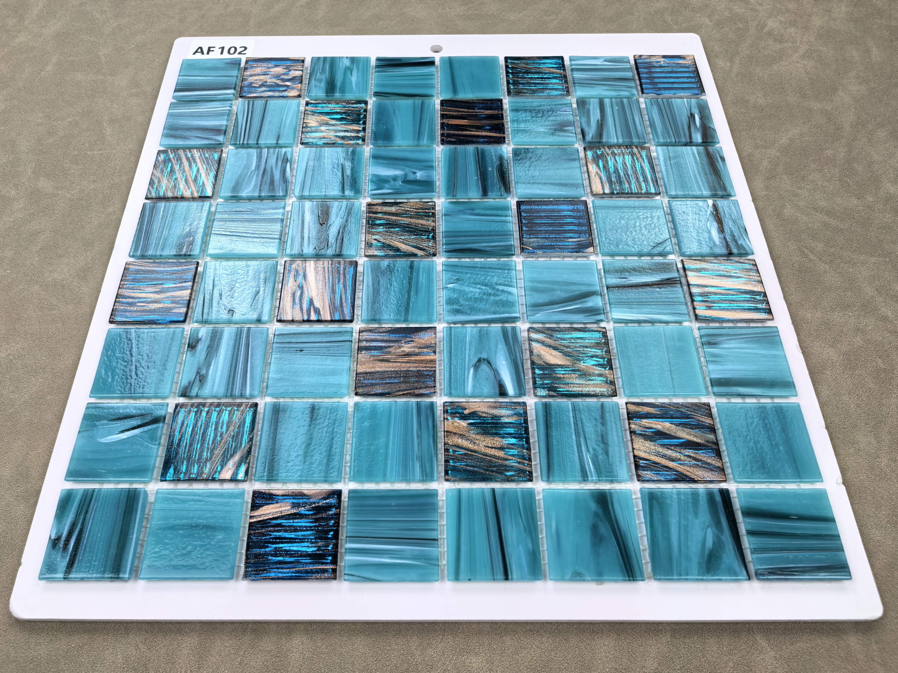 Blue Wear-resistant 304x304mm Interior Wall Glass Swimming Pool Mosaics For Living Room and Project