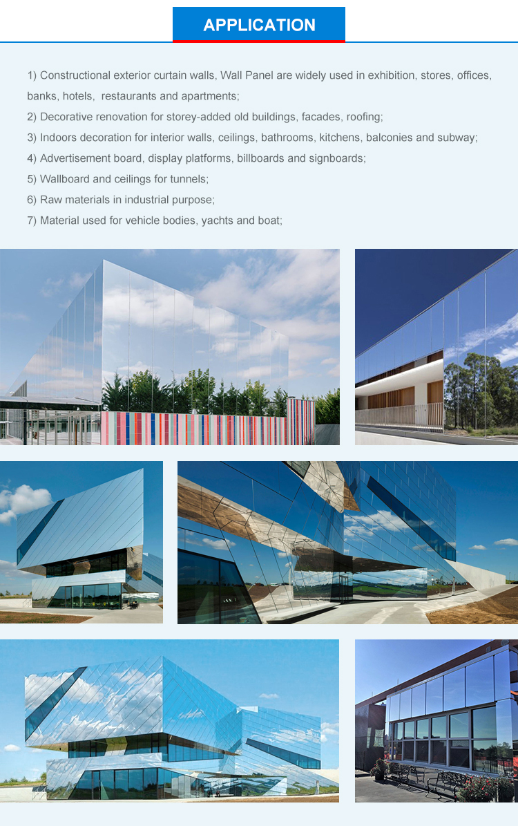 3mm 4mm 5mm Mirror Aluminium Composite Panel Sheet For Partition