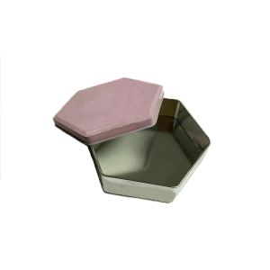 Hexagon Shape Printed Tin Boxes , Cartoon Pattern Tin Cookie Containers