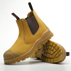 Wheat Genuine Leather Cowhide Steel Toe Security Boots ODM