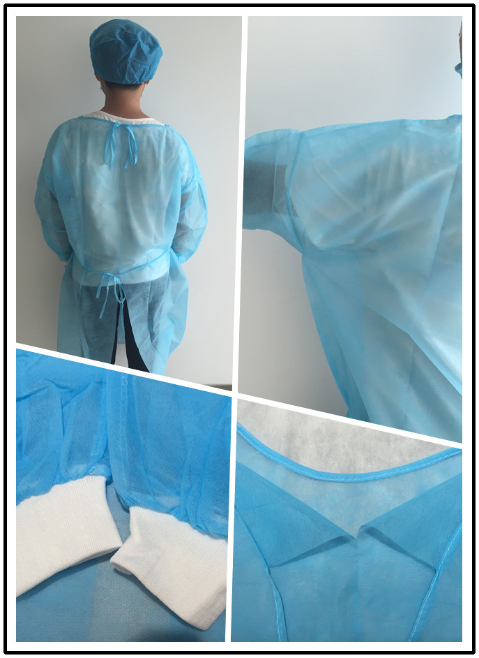 Quality 18gsm Disposable Isolation Gown , spunbond blue Polypropylene Isolation Gowns wholesale