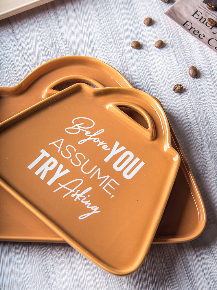 On-Glazed Technique Ceramic Dinner Plate Handbag Pattern For Restaurant Catering Sale