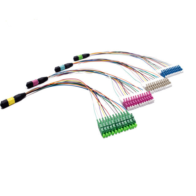 LC UPC 0.9mm MPO MTP Fiber Optic Patch Cord High Fiber Density Ribbon