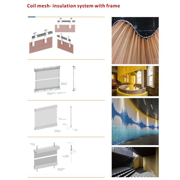 Anodic Oxide 1.2MM X8MM Aluminum wire Coil Mesh Curtains For Interior Partition